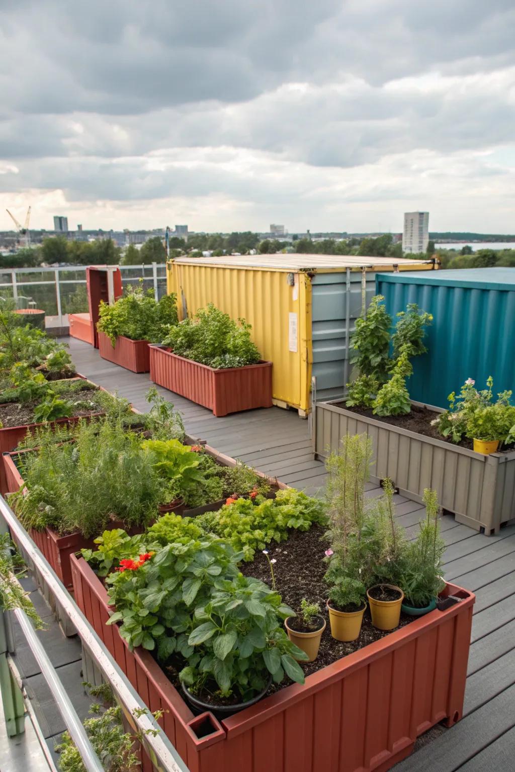 Create a green oasis with a rooftop garden on your container home.