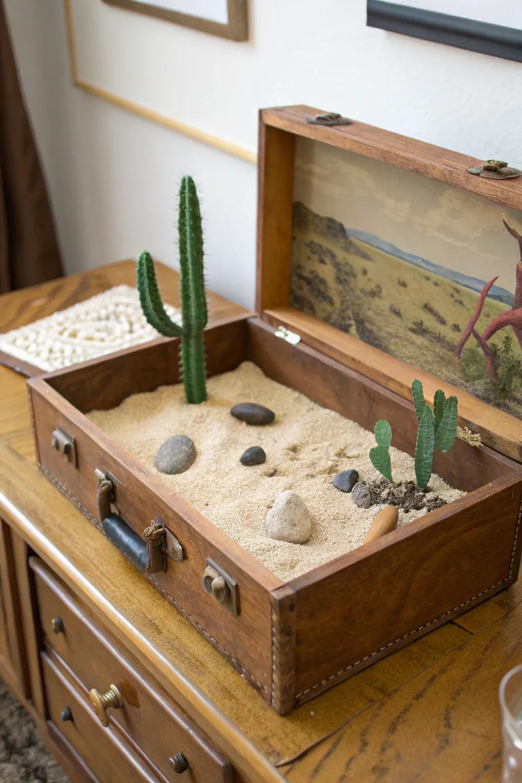 Transform a shoebox into a serene desert oasis with clever crafting.