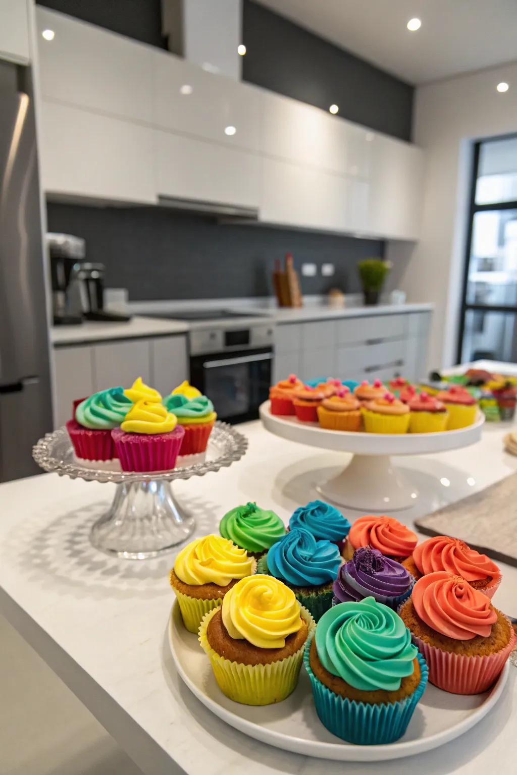 Cupcakes with a hidden gender reveal surprise inside.