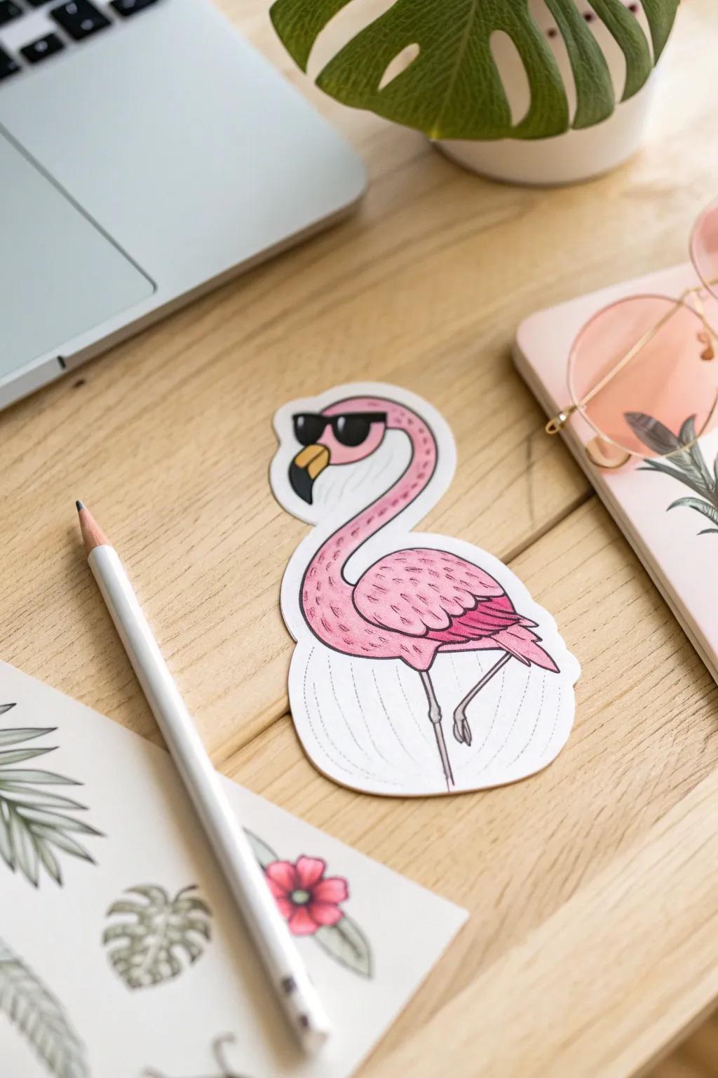 Add a touch of whimsy to your day with a quirky flamingo sticker!