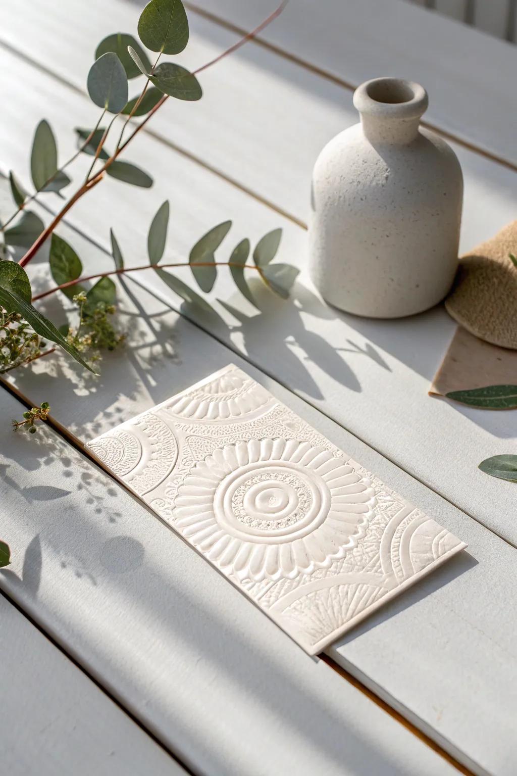 Experience the tactile elegance of embossed slimline cards, where simplicity meets artistry.