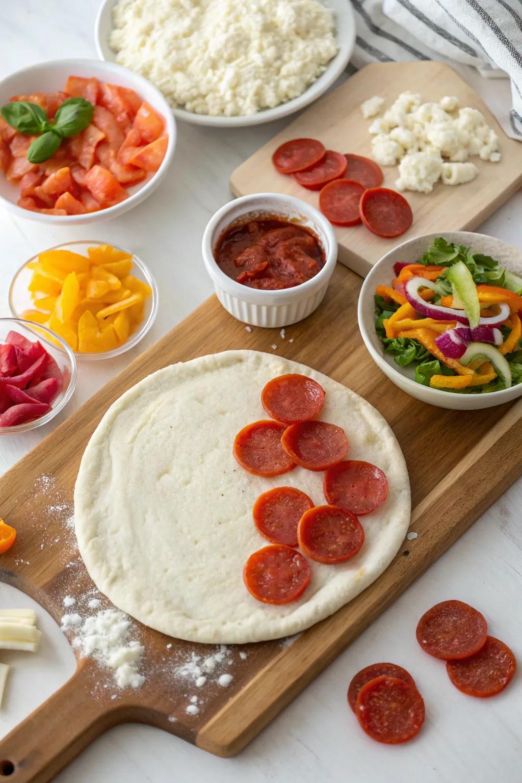 A DIY pizza station can be a fun and interactive birthday activity.