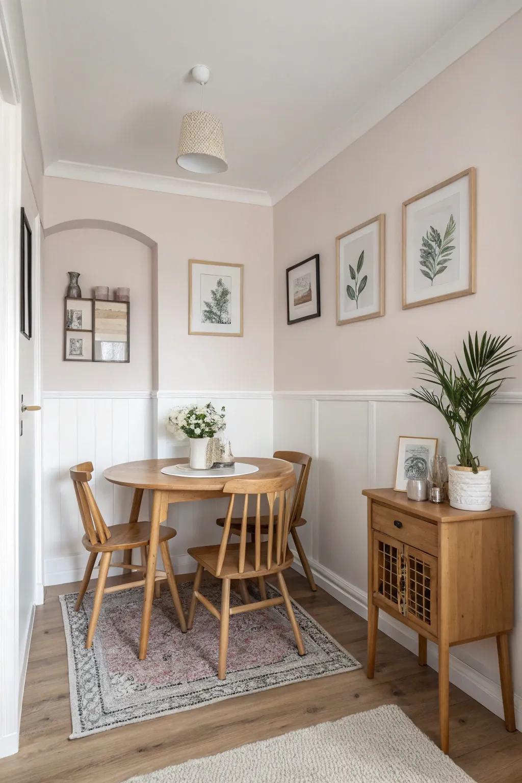 Light colors can open up your dining area significantly.