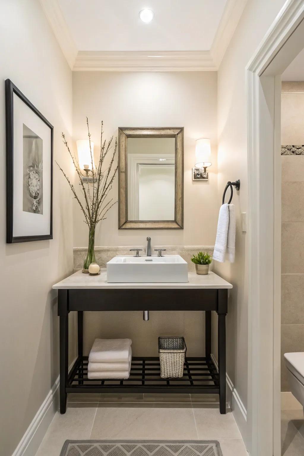 A wall-mounted sink can maximize floor space and add modern elegance.