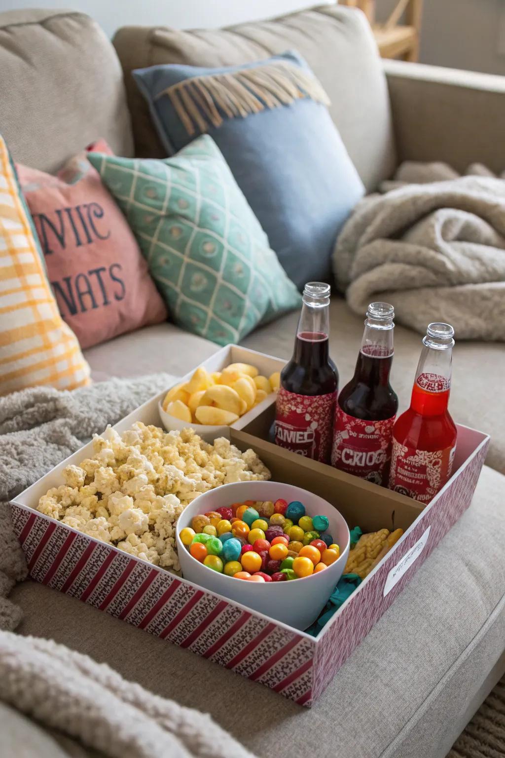 Turn any movie night into an event with this special snack box.