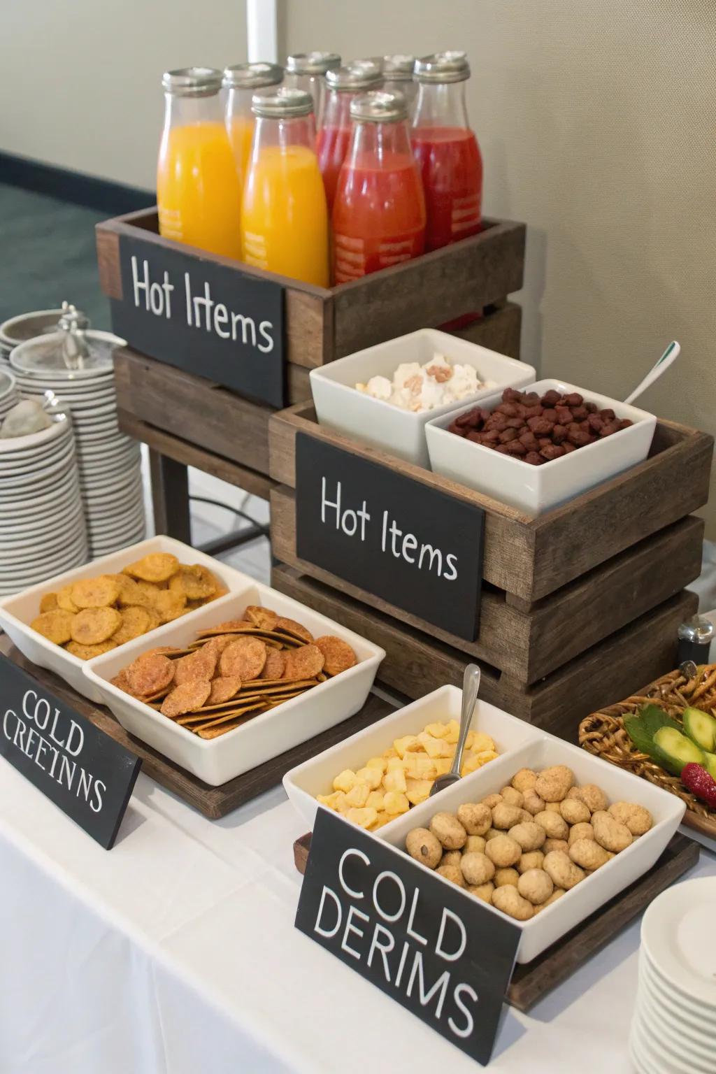 Organized sections make it easy for guests to find their favorite snacks.