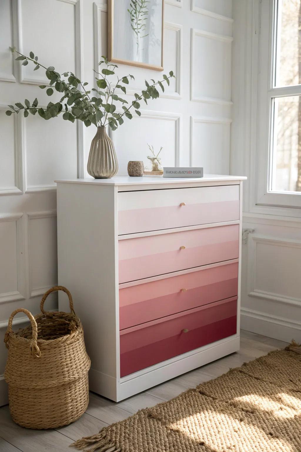 Transform your space with a stunning ombre dresser, blending shades into a Scandinavian dream.