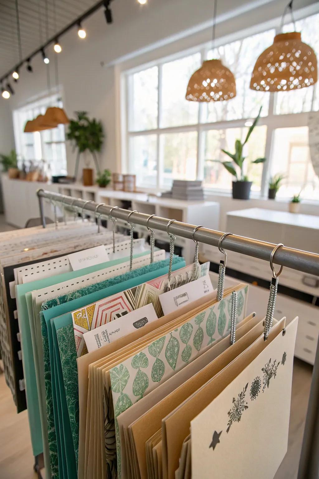 Hanging file folders offer a neat and organized way to store your stencils.