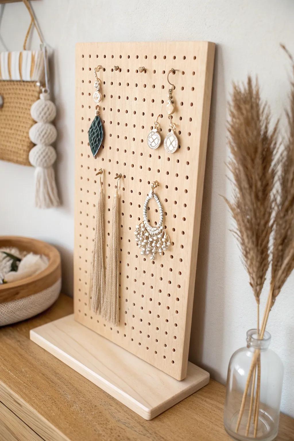 Elevate your earring display with Scandinavian simplicity and Boho charm. #PegboardPerfection