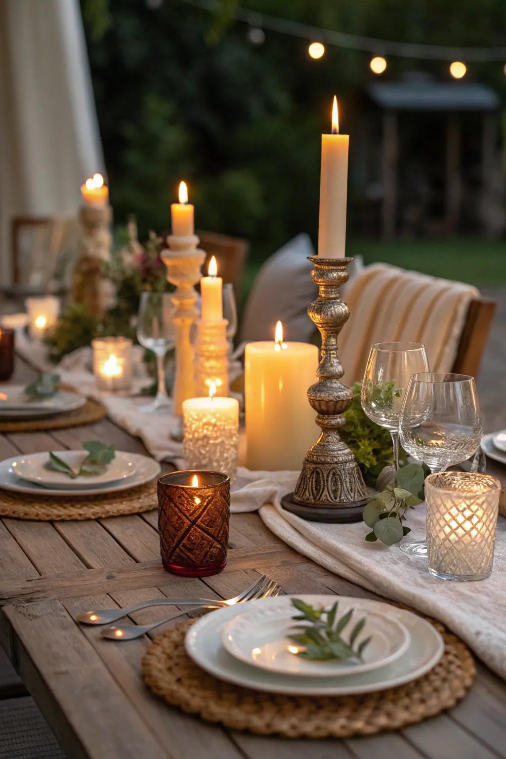 Candles add warmth and elegance to any table setting.