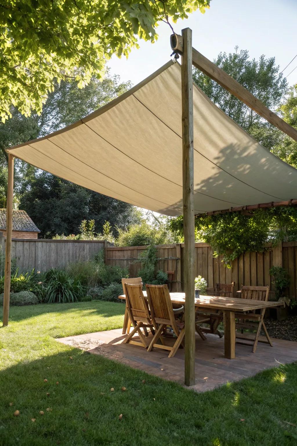 Experience the perfect blend of shade and style with this handcrafted canvas sun canopy.