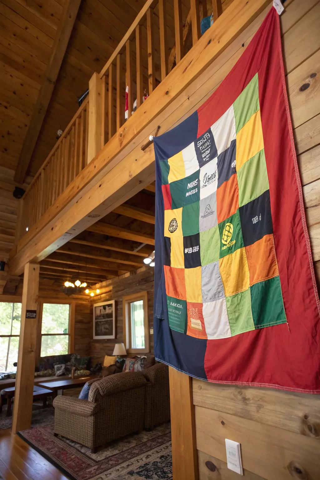 Upcycle old t-shirts into a vibrant team flag.