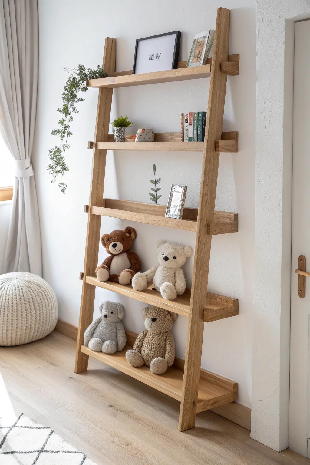 Transform your space into a teddy bear art gallery with chic Scandinavian shelving!