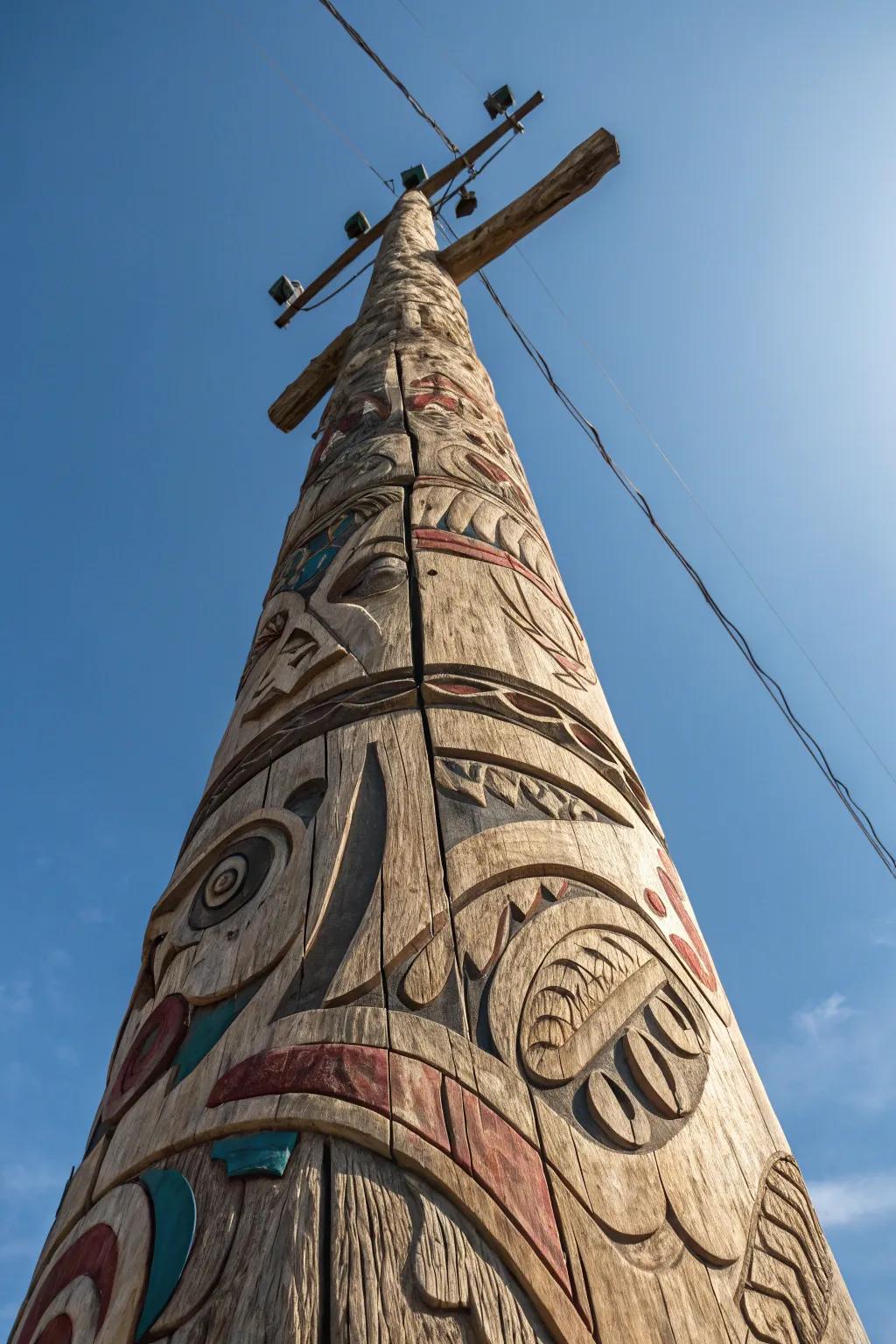 Elevate your space with stunning craftsmanship: A telephone pole reimagined into a work of art.