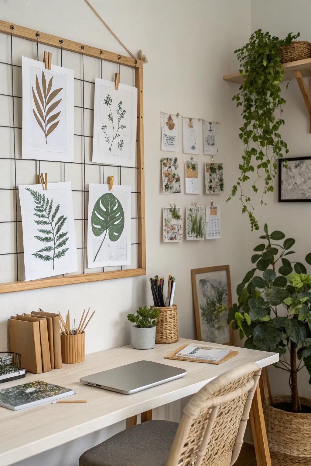 Create a calming workspace with a nature-inspired bulletin board.