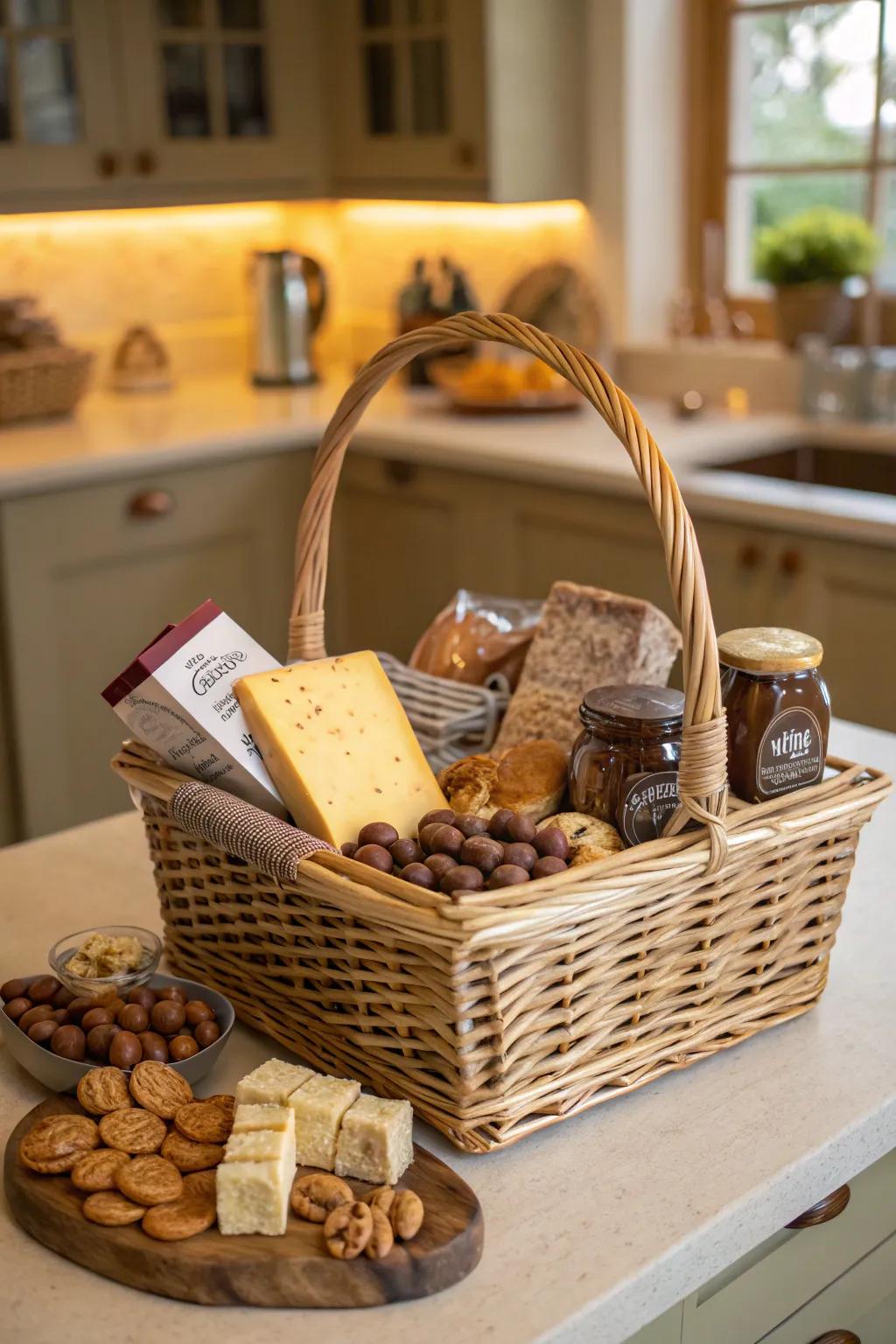 Indulge their taste buds with a gourmet snack basket.