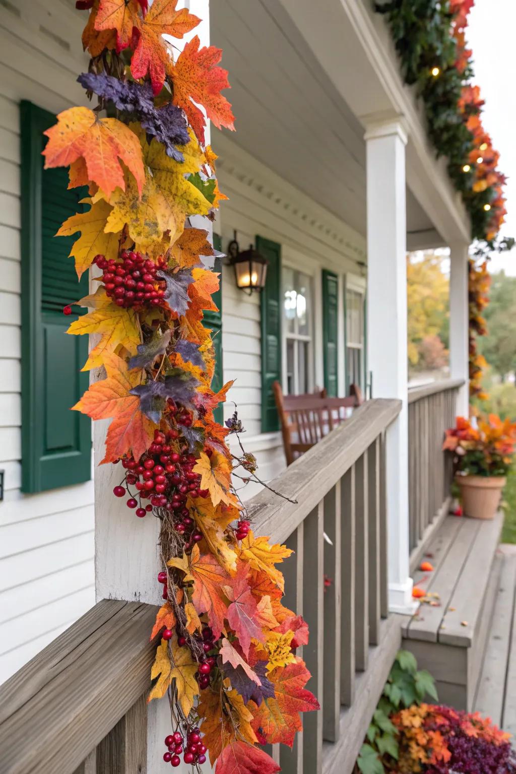 Garlands bring a burst of autumn to your outdoor space.