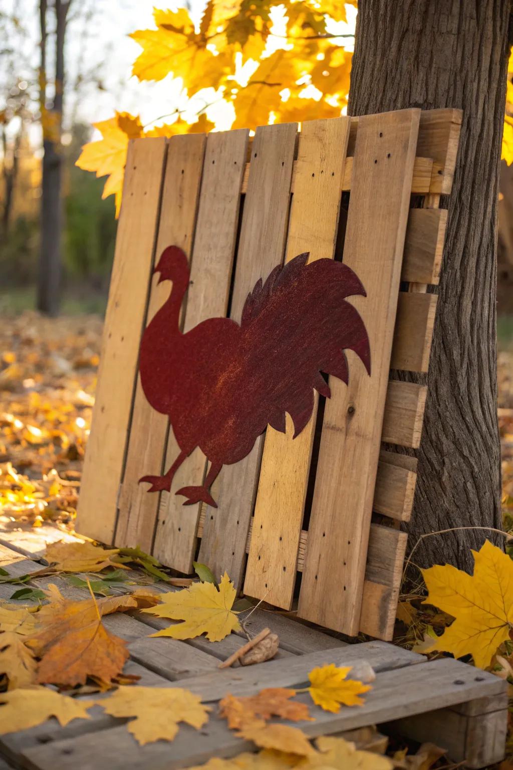 Embrace rustic charm with this handcrafted turkey silhouette, perfect for adding warmth and character to your Thanksgiving decor.