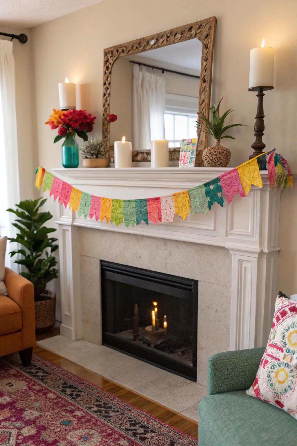 Add a splash of color with a simple paper garland.