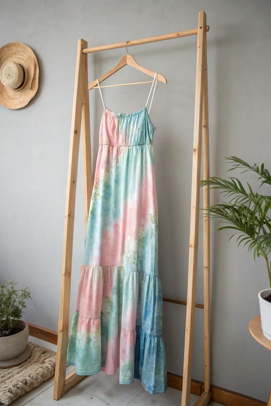 Embrace vibrant elegance with a touch of boho charm in your tie-dye attire.