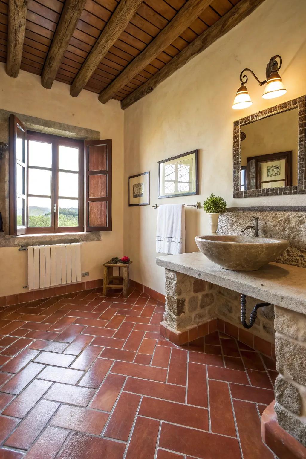 Classic terracotta tiles for an authentic Tuscan feel.