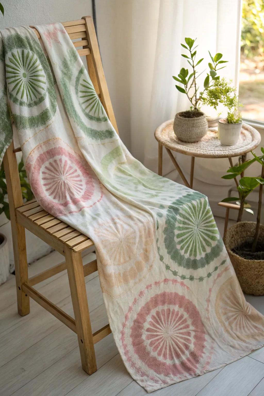 Add a touch of artistry to your space with the elegant bullseye tie-dye technique.