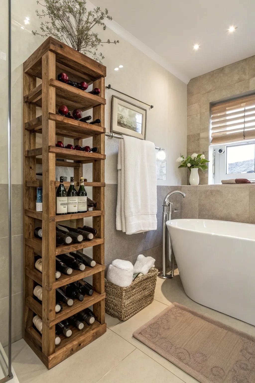 Transform a wine rack into a chic towel holder with this clever idea.