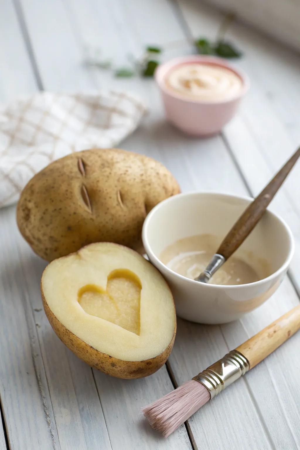 Transform ordinary potatoes into charming stamps with a touch of paint and creativity. Perfect for adding a personal touch to your crafts!