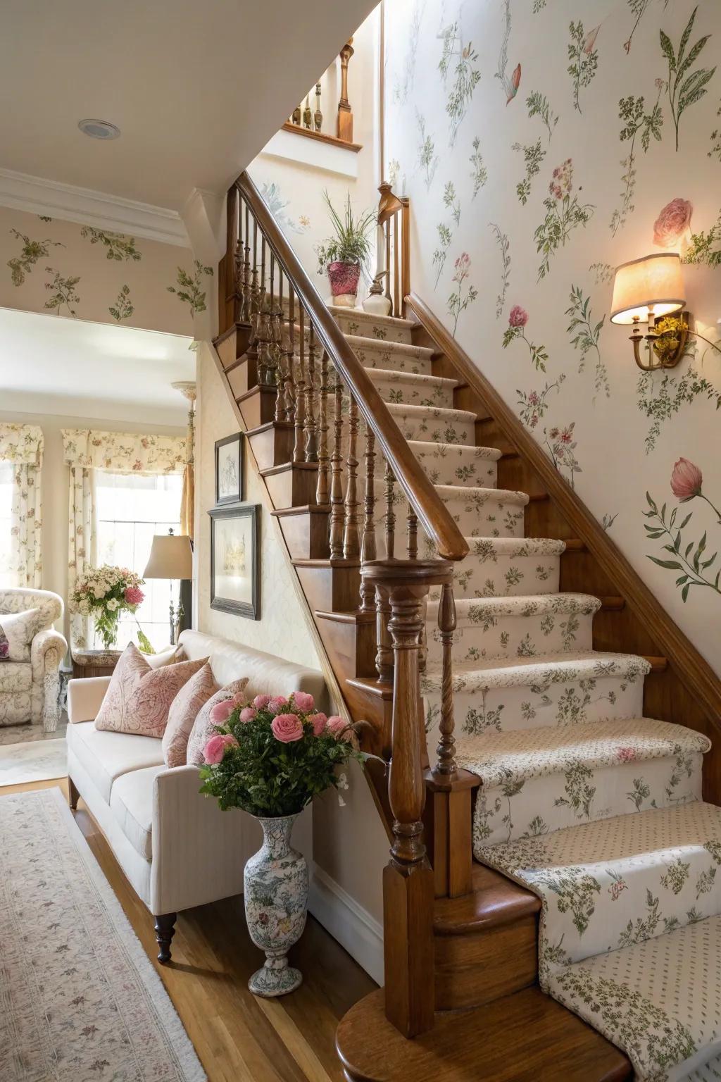 Floral designs create a warm, inviting atmosphere.