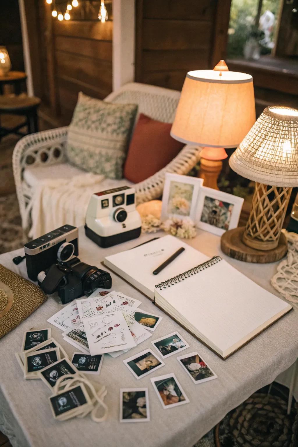 Capture memories instantly with a Polaroid photo guest book.