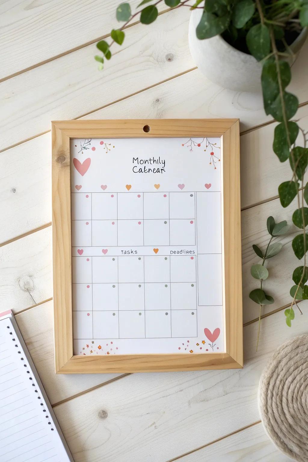 Transform your workspace with this charming Calendar Corner—where Scandinavian simplicity meets Boho elegance.