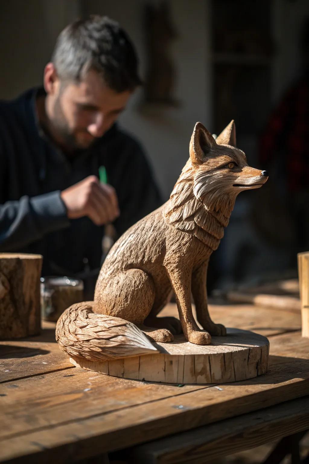 Master the art of carving with this charming miniature fox, a perfect starter project for aspiring craftsmen.