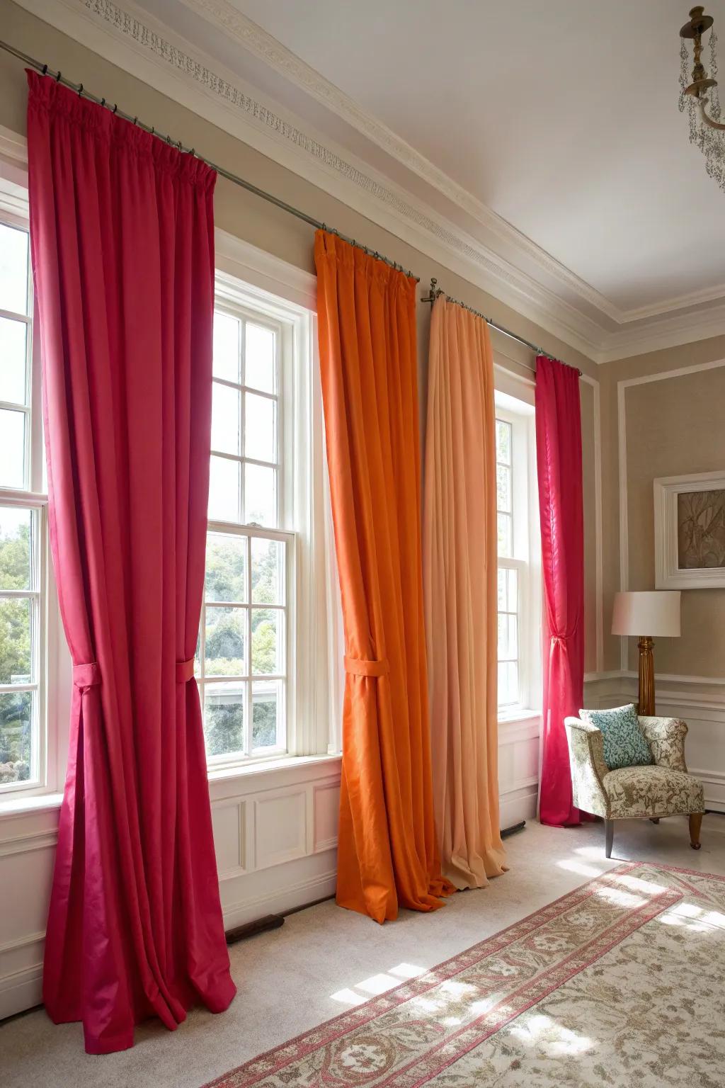 Bold contrast in window treatments