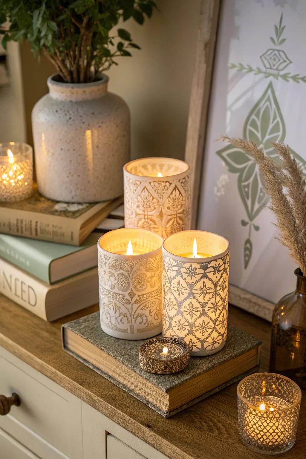 Illuminate the senses with soothing scented candles.