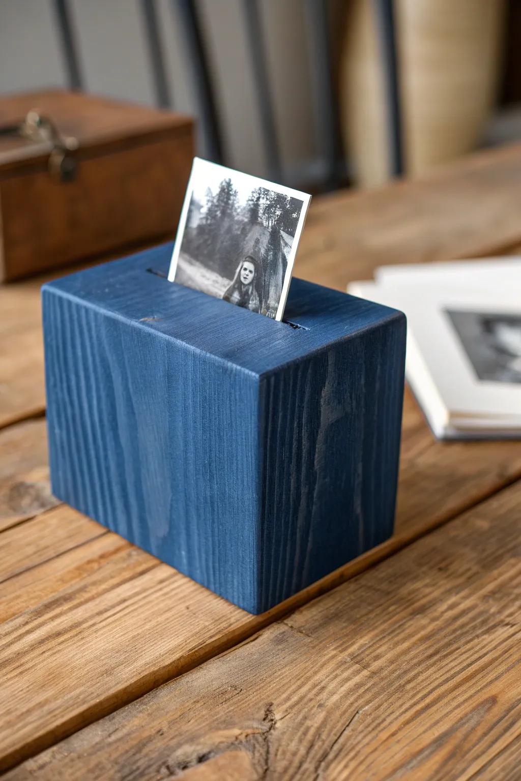 Elevate your memories with this handcrafted photo holder, where rustic charm meets modern elegance.