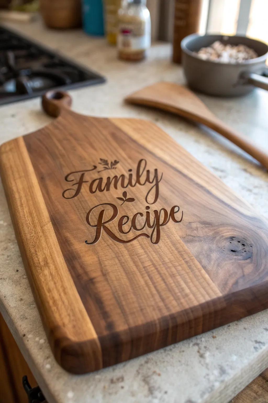 Crafted with care: A personalized cutting board that tells a story.