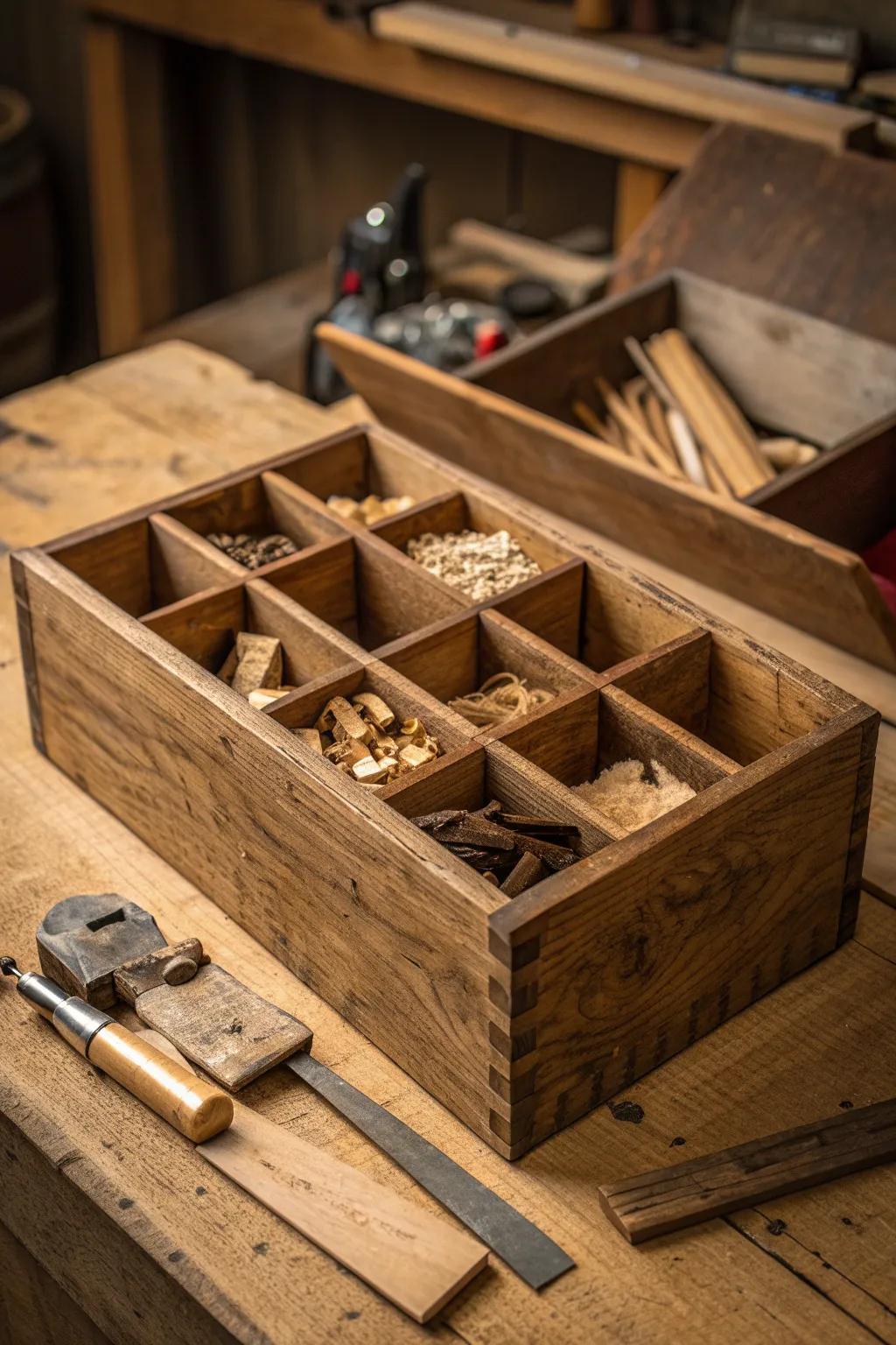 Organize your workshop with style: A crafted solution for your wood scraps.