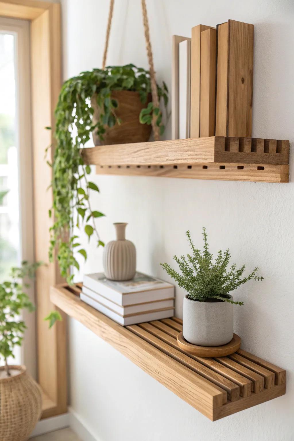 Elevate your space with the simplicity and elegance of handcrafted floating shelves.