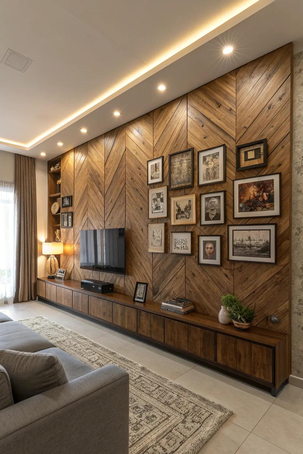 Transform your space with the timeless beauty of a wood feature wall, where craftsmanship meets modern elegance.