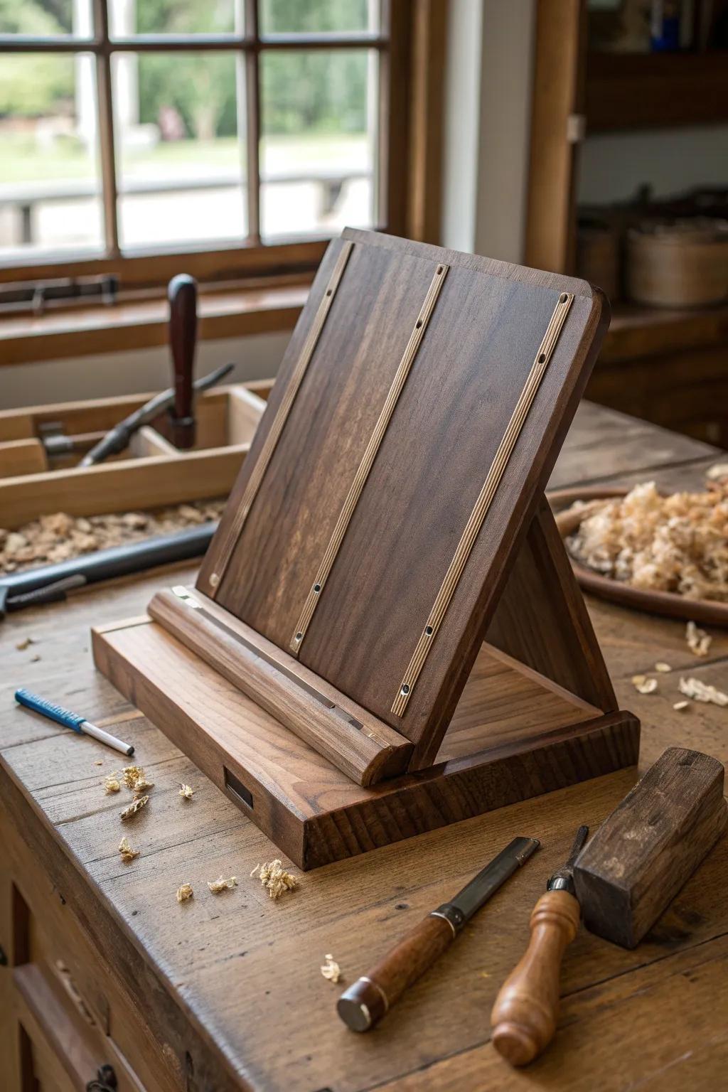 Craft your own masterpiece: A DIY wooden book stand that marries function and form.