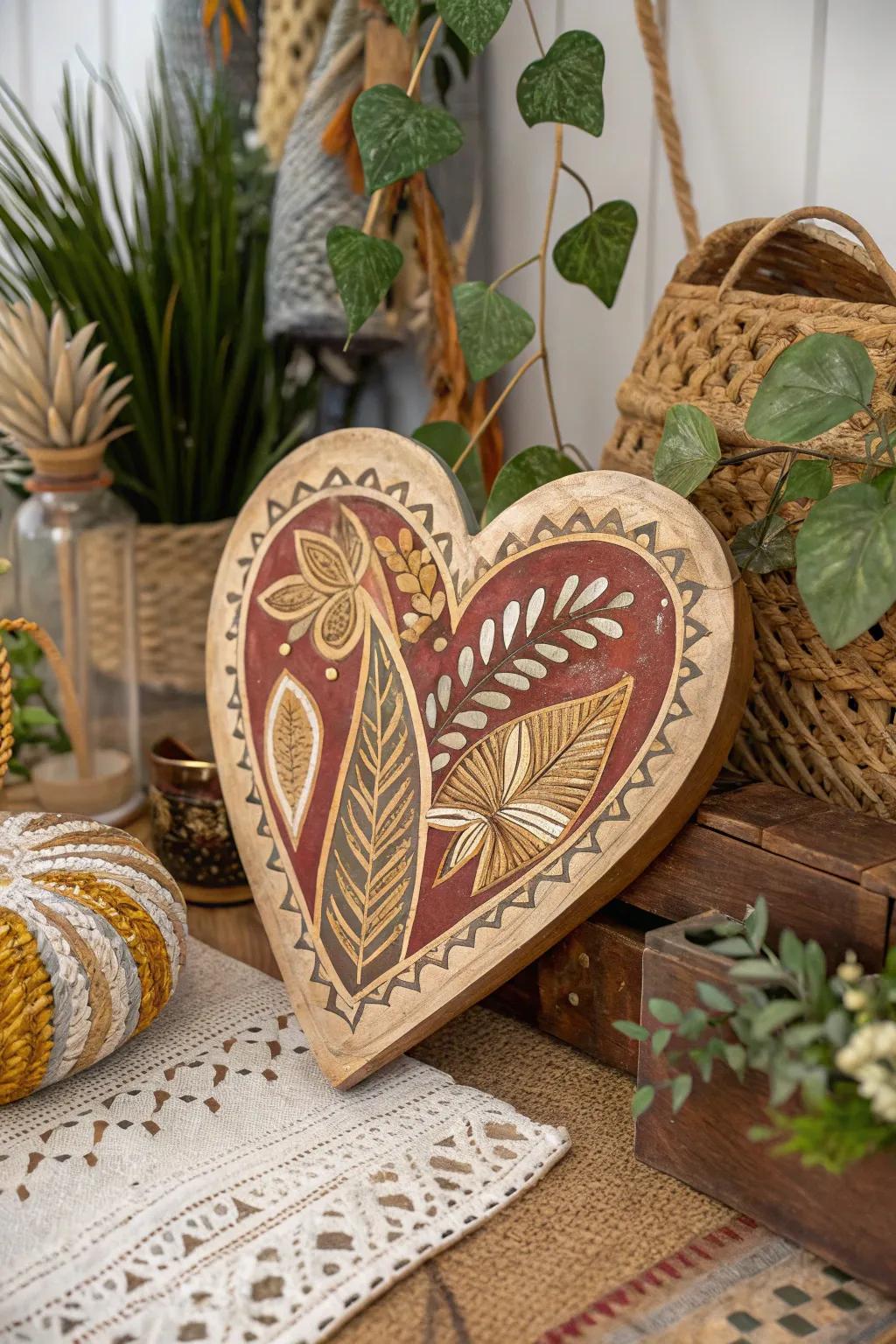 Boho chic painted hearts bring warmth and style to your decor.