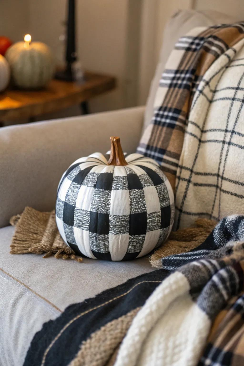 Buffalo check adds a cozy, rustic charm to any fall setting.