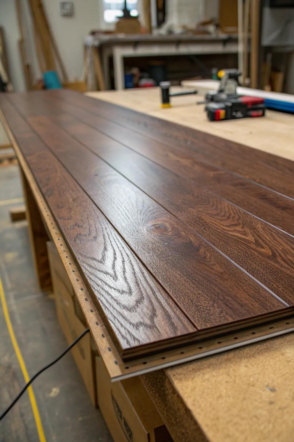 Transform your workspace with the unexpected elegance of laminate flooring.