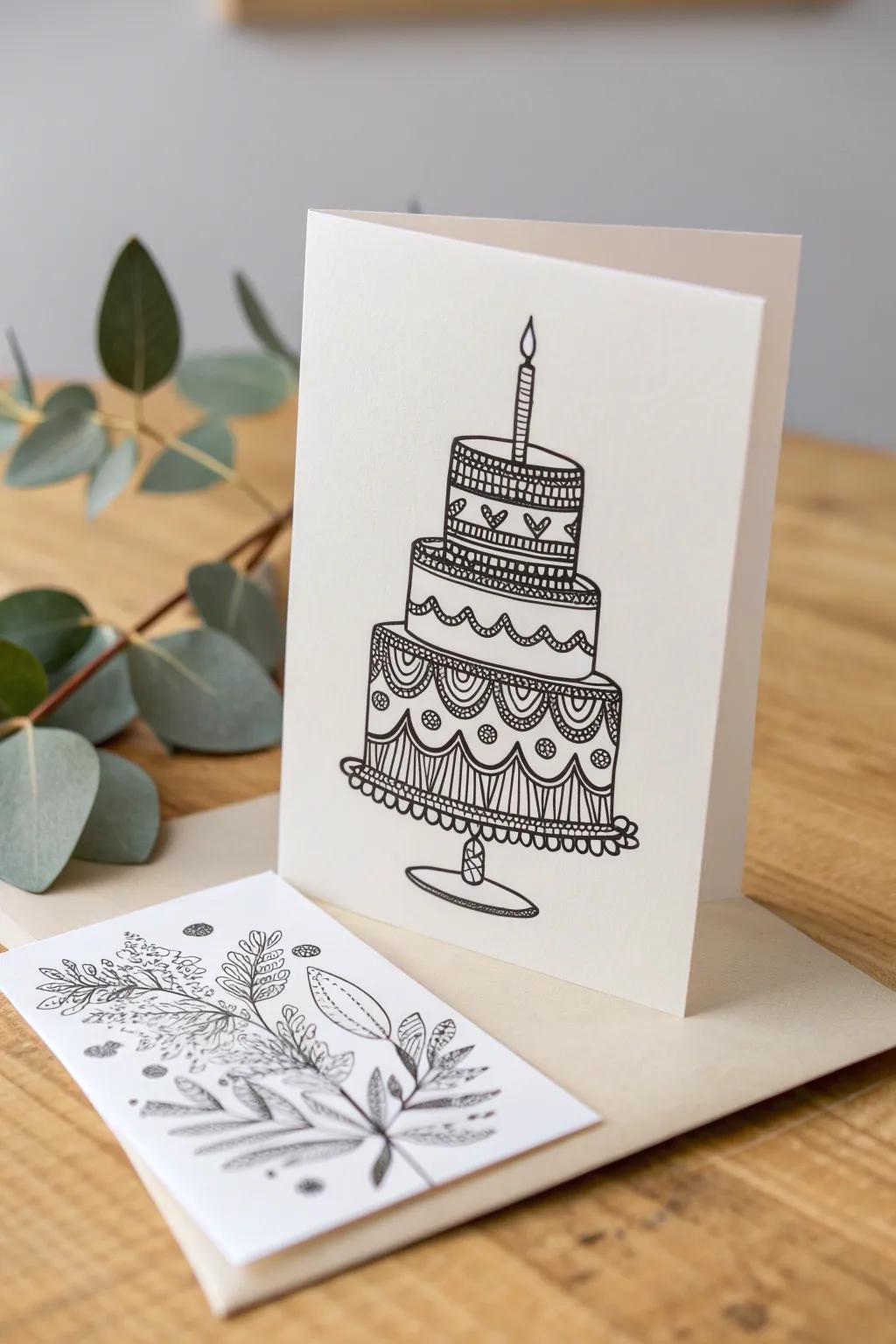A sweet surprise: Discover the art of Zentangle with this unique birthday card design.