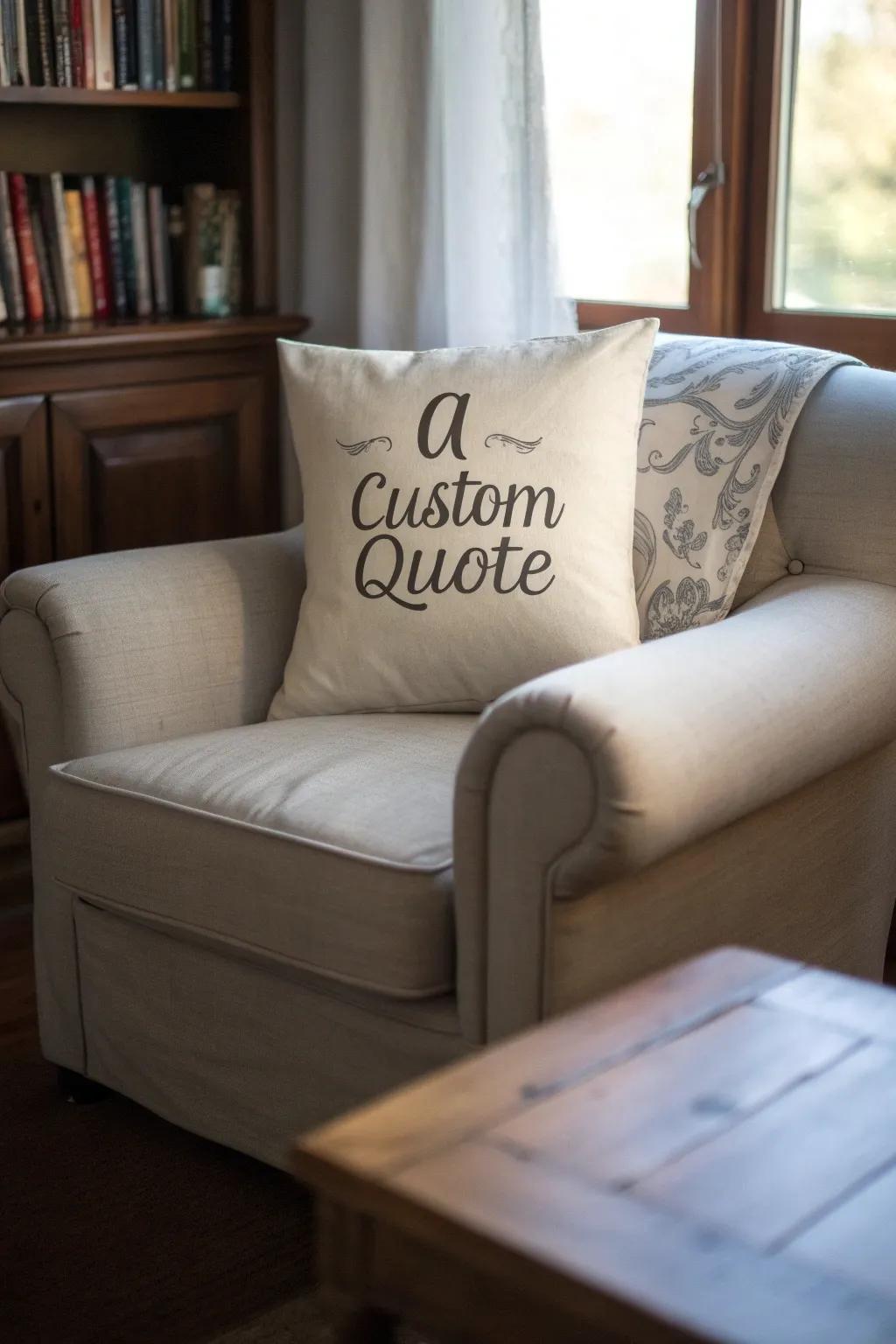 Add a personal touch to your decor with a custom quote pillow.