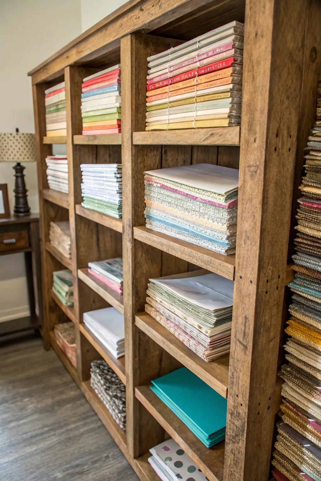 Bookshelves offer a versatile and familiar way to store and organize your paper collection.