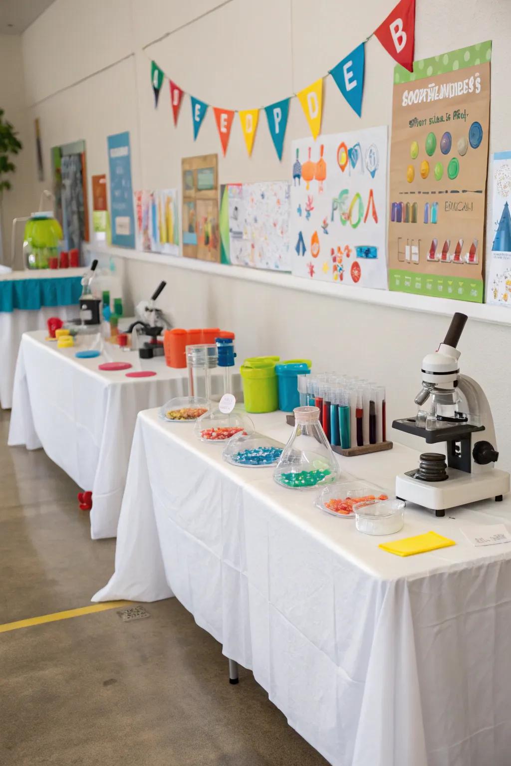 A fun science party setup with engaging experiments for curious minds.