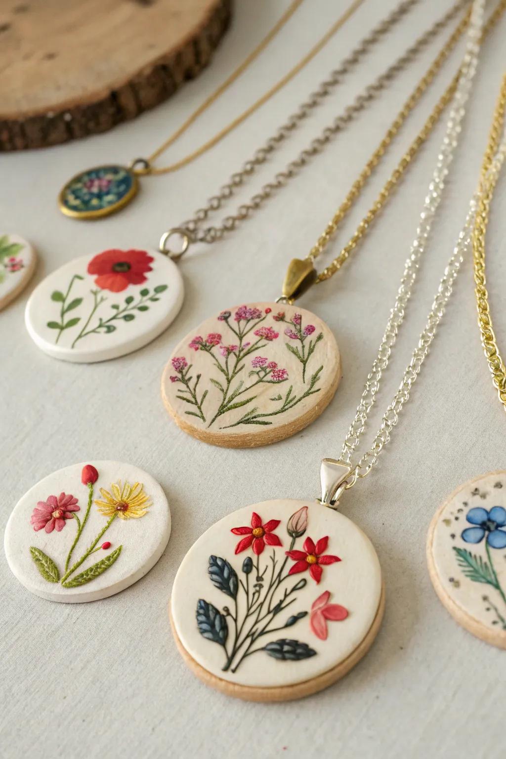 Craft unique jewelry with custom-made air dry clay pendants.