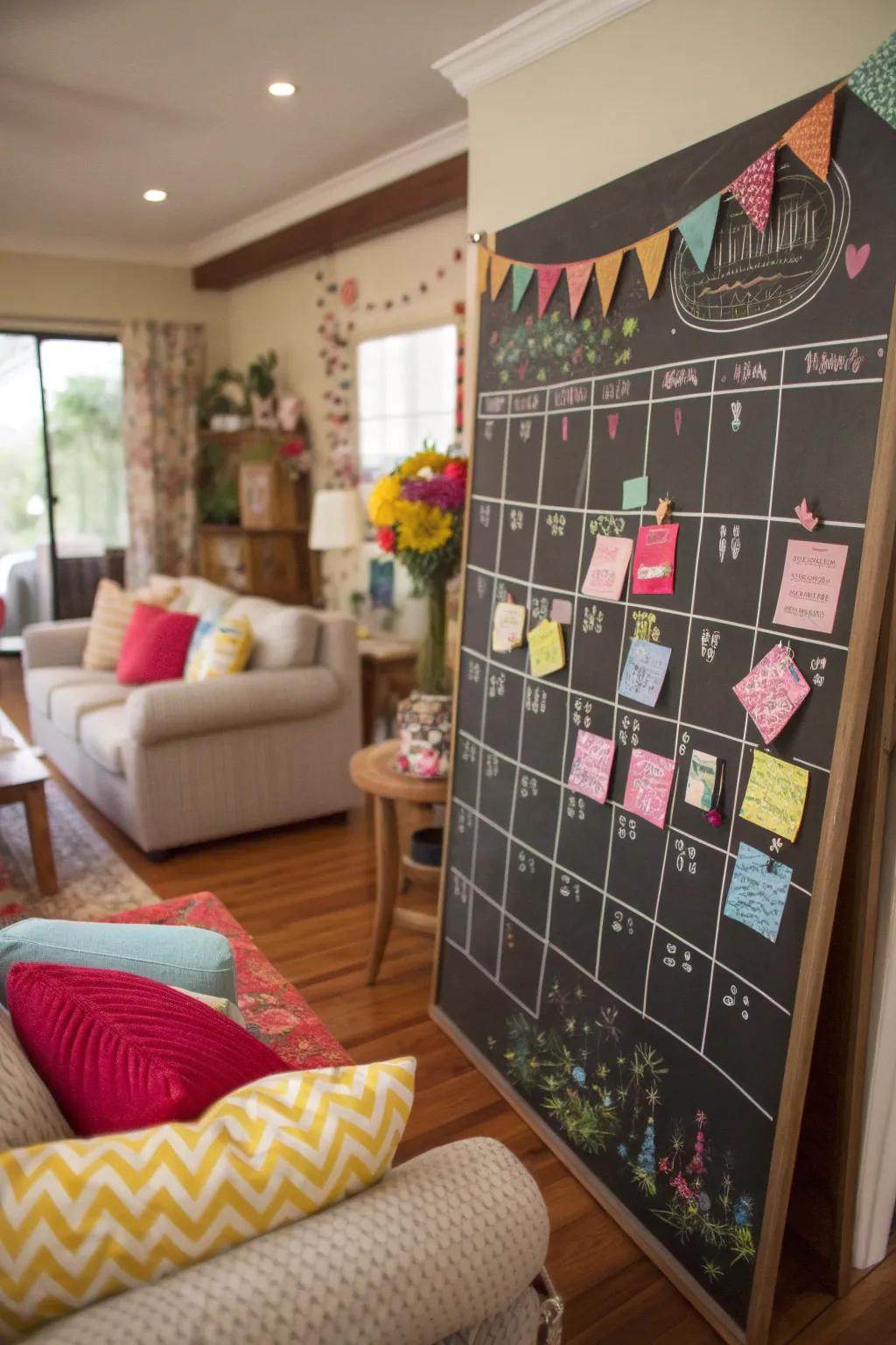 A social chalkboard calendar that enhances your event planning.