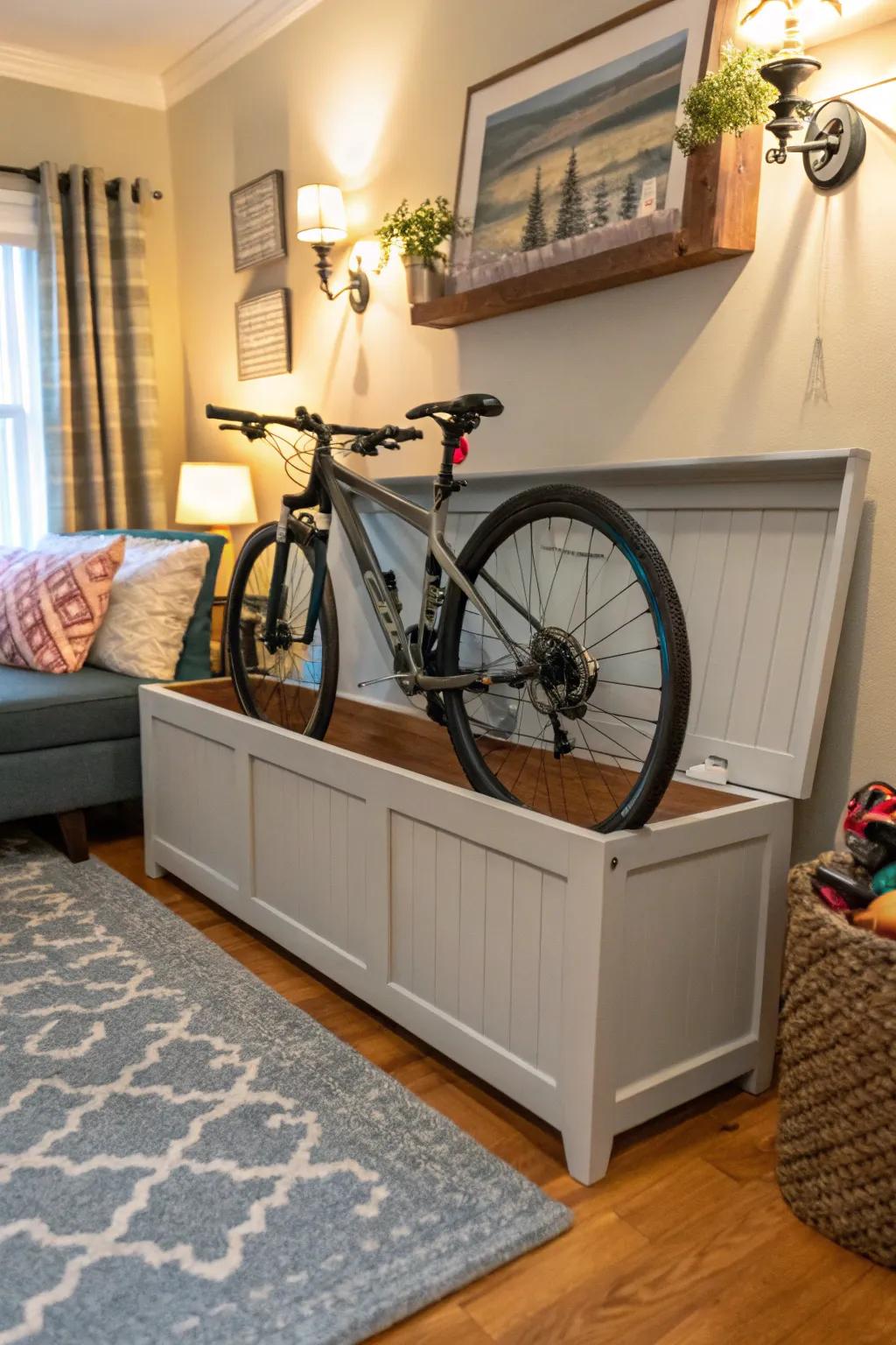 Combine seating and storage with a stylish bike bench.